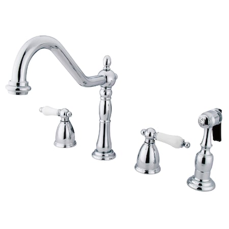 Kingston Brass Widespread Kitchen Faucet, Polished Chrome KB1791PLBS